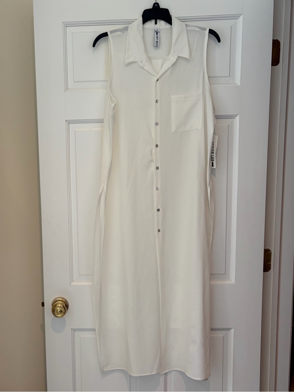 NWT Design Lab Lord & Taylor Sleeveless Button-Front Dress in Ivory
